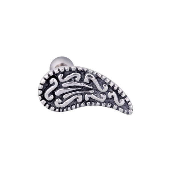 Silbernes Ohr Barbell mit Paisley-Muster, chirurgischer Stahl