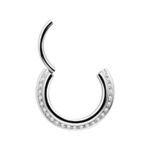 Clicker per setto nasale argento, spessore 1,2 mm, diametro interno 8,0 mm, cristalli