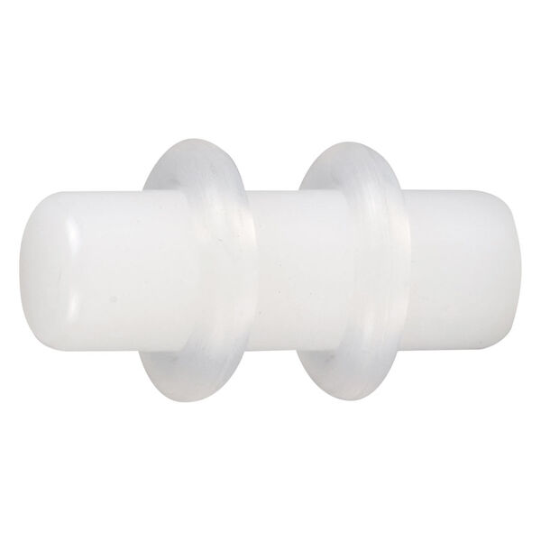 Weißer PMMA Plug mit glatter Oberfläche auf weißem Hintergrund