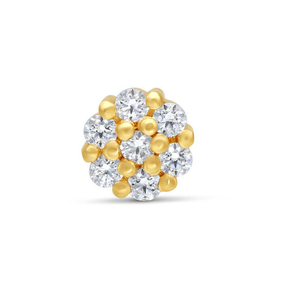Accesorio de Flor de 14K con Cristales, 5,0 mm Accesorio de flor de 14K oro con cristales claros sobre fondo blanco