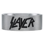 Silberner Ring mit schwarzem Slayer Logo auf weißem Hintergrund