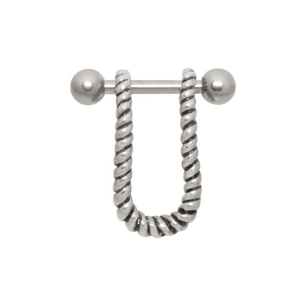 Silbernes Upper Ear Lasso mit gedrehtem Design auf weißem Hintergrund