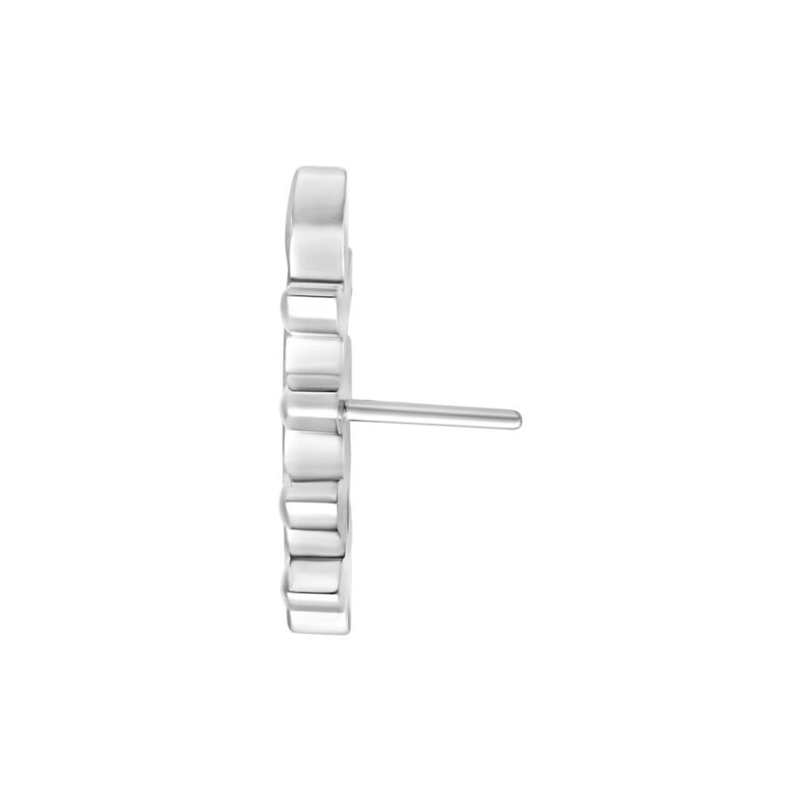 Inserto a foglia Push Fit metallico argento su sfondo bianco