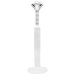 Labret plateado con piedra cristalina y eje de bioplast sobre fondo blanco