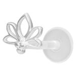 Piercing Labret Lotus in argento con Push-Fit su sfondo bianco