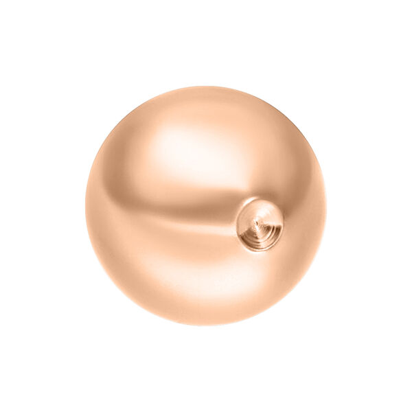 Bola de titanio en oro rosa, lisa y brillante, sobre fondo blanco