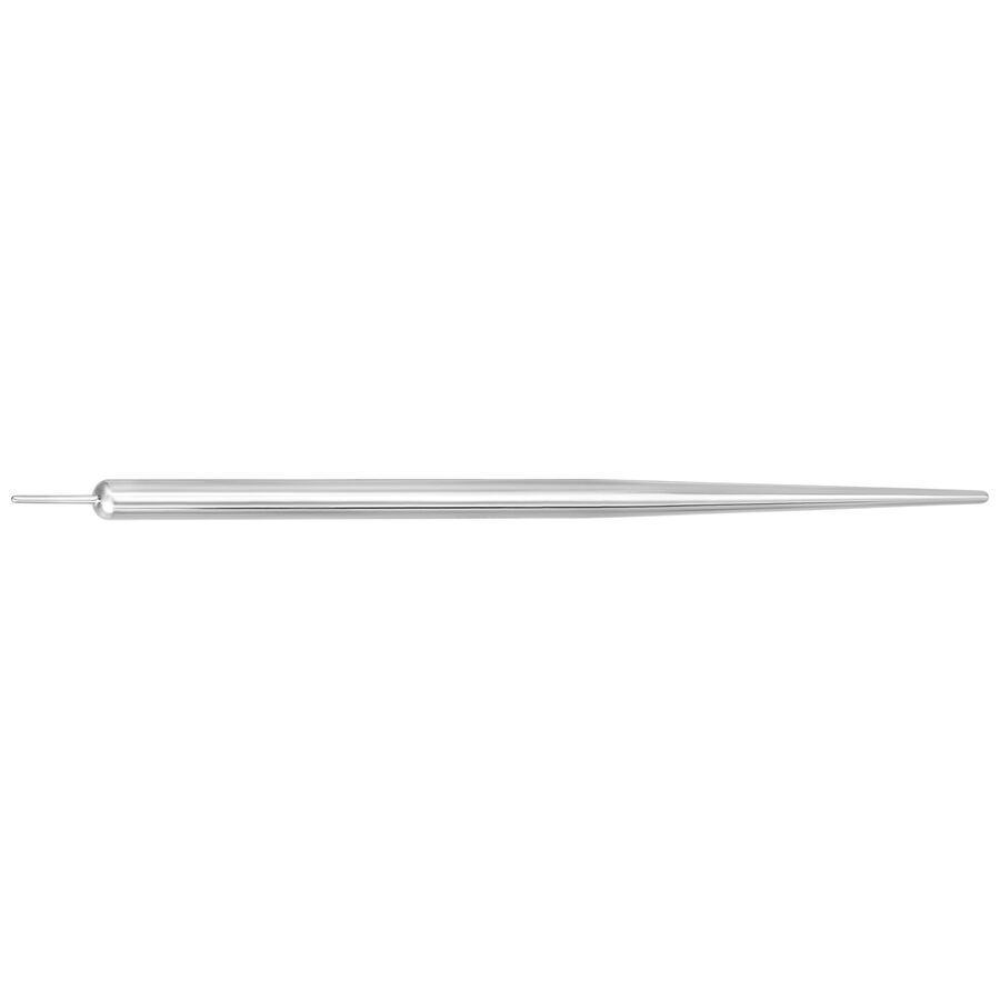 Perno dritto in titanio argento, 2,0 mm di spessore, 50 mm di lunghezza su sfondo bianco