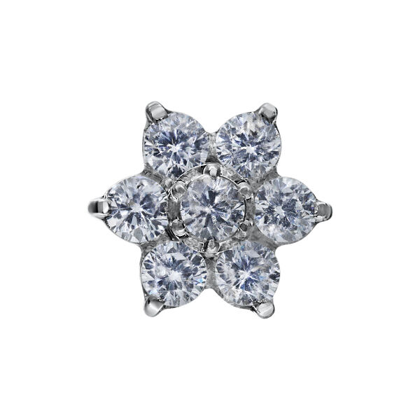 Accessorio a forma di fiore con cristalli chiari per Push Fit su sfondo bianco