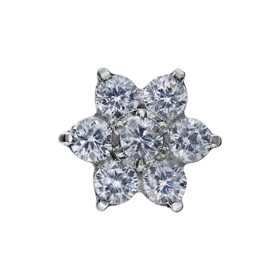 Accessorio a forma di fiore con cristalli chiari per Push Fit su sfondo bianco