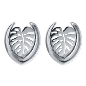 Monstera Ohr Sättel aus Chirurgenstahl Ear Saddles Silver Monstera