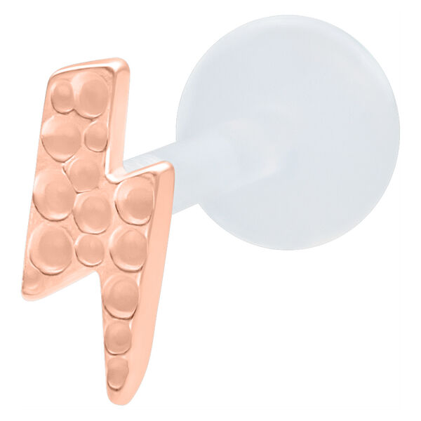 Ruusuhopeinen Flash Labret vasaroidulla designilla valkoisella taustalla
