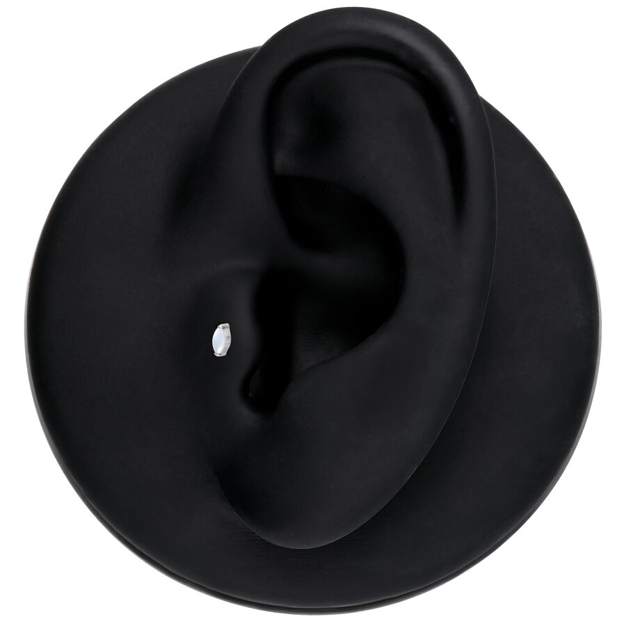 Inserto Push Fit in argento con pietra di luna ovale su sfondo nero