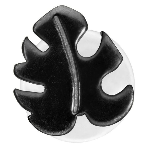 Musta Monstera Labret Push-Fit, kiiltävä lehtimuotoilu