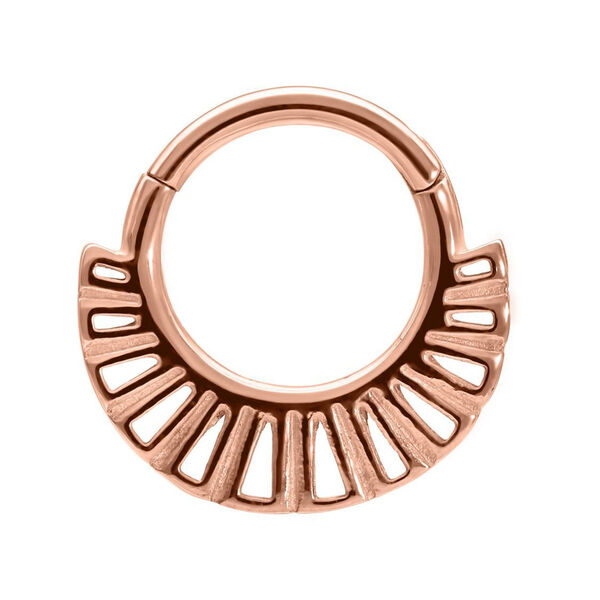 Anello piercing Ethno Clicker in oro rosa in acciaio chirurgico 316L, 8mm