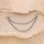 Doppia collana piercing in acciaio chirurgico su pietra beige