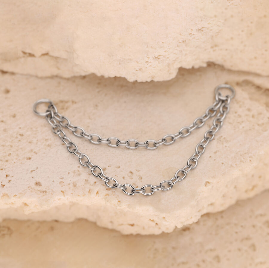 Doppia collana piercing in acciaio chirurgico su pietra beige