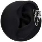 Clicker in argento con pietre cristalline su modello di orecchio nero