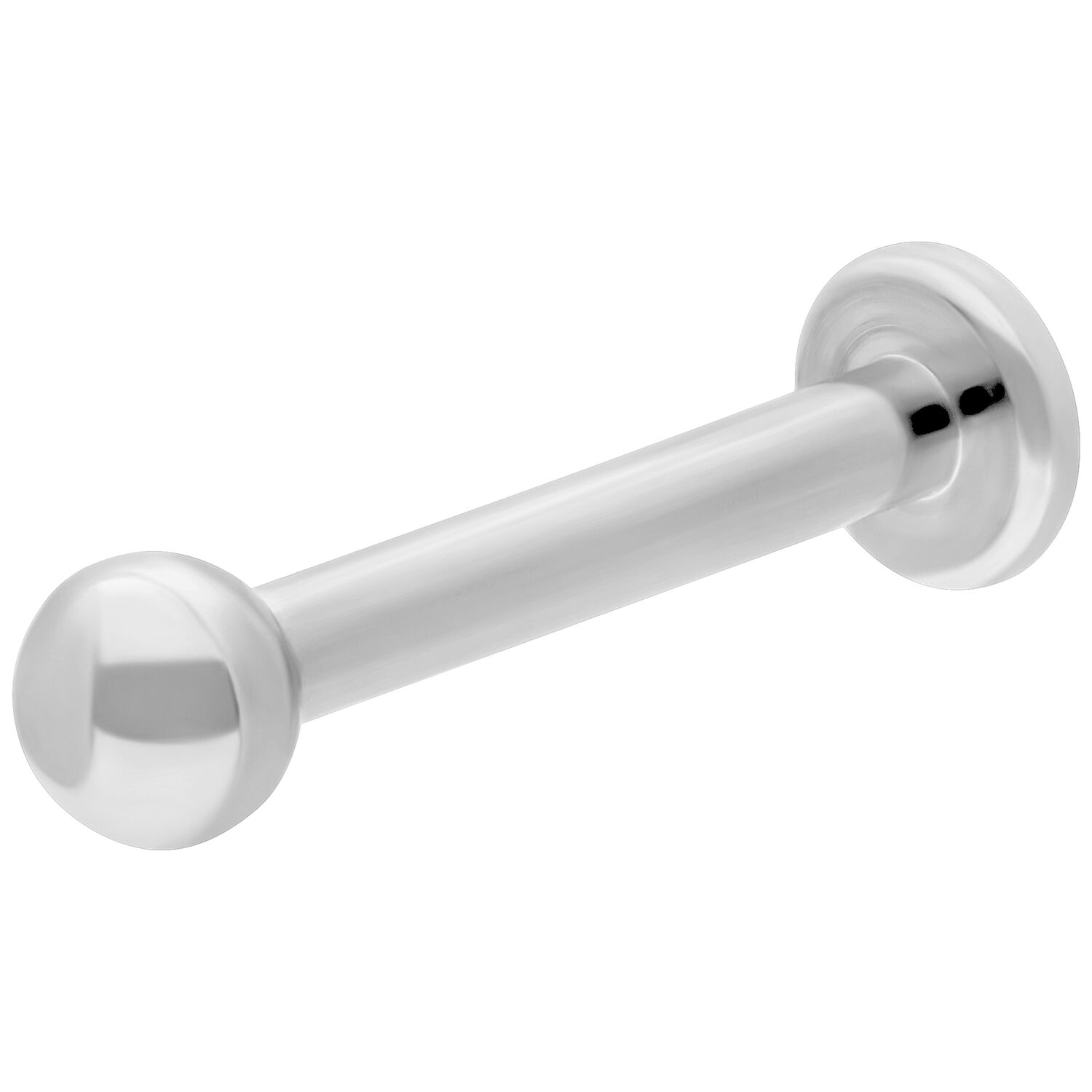 Titan Labret mit Innengewinde in Silber Silbernes Titan Labret mit Innengewinde auf weißem Hintergrund
