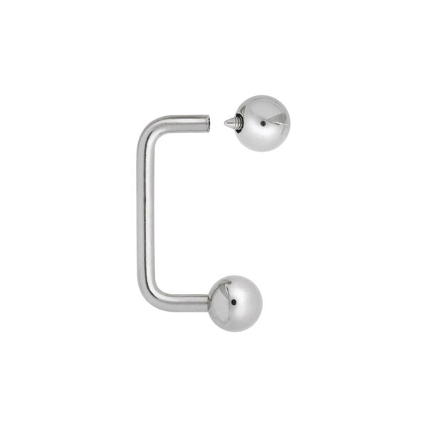 Barbell Surface de titanio plateado con dos bolas sobre fondo blanco