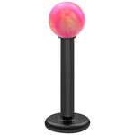 Labret de titanio negro con bola de ópalo Light Hot Pink de 5 mm sobre fondo blanco