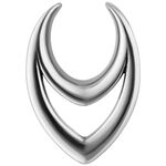 Orecchini a doppia freccia in acciaio chirurgico color argento, dimensione 8,0 mm, su sfondo bianco