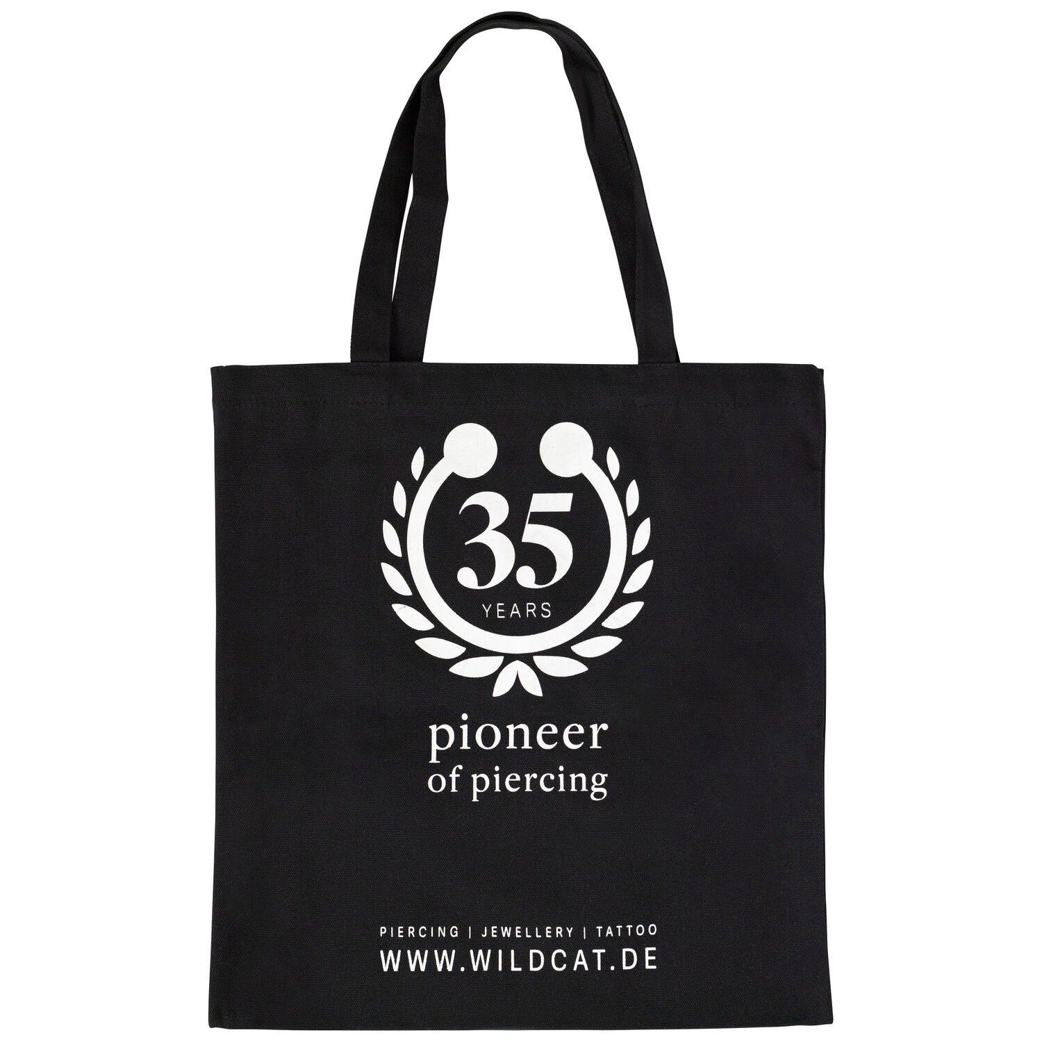 Schwarze Baumwolltasche mit Wildcat-Logo Schwarze Baumwolltasche mit Wildcat-Logo und Text auf weißem Hintergrund