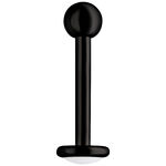 Schwarzes Labret Piercing aus Titan mit Außengewinde auf weißem Hintergrund