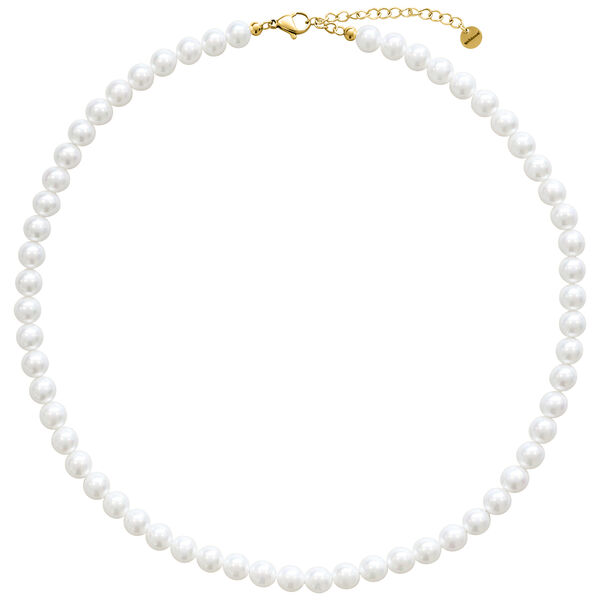 Big Synthetic Pearl Necklace Silver - Golden Metal