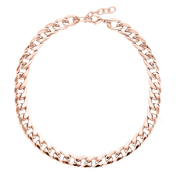 Cadena chunky de oro rosa de acero quirúrgico 316L sobre fondo blanco