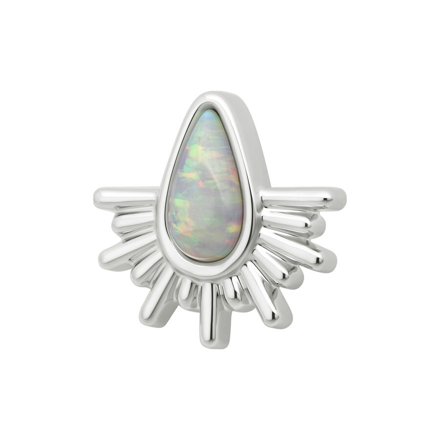Accessorio in oro bianco con opale sintetico e design a raggi di sole