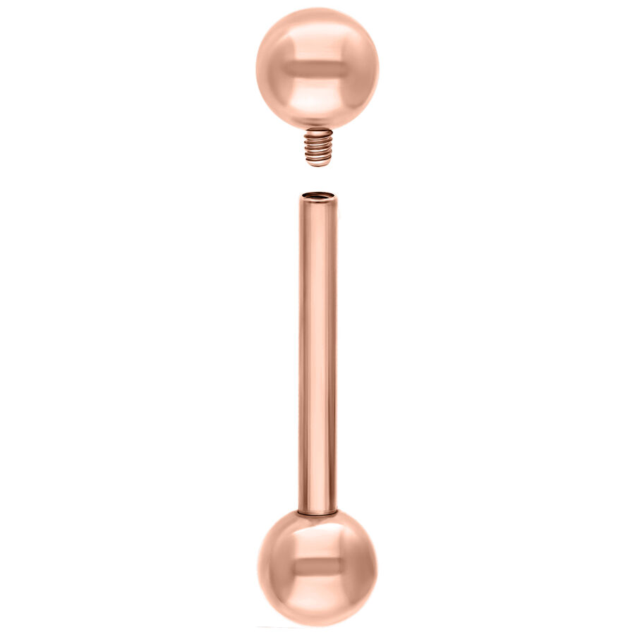 Roségoldener Mikro Barbell aus Titan, Außengewinde, weißer Hintergrund