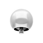 Sfera di ricambio in argento in acciaio chirurgico con filettatura esterna su sfondo bianco