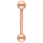 Roségoldene Titan Micro Barbell mit zwei Kugeln auf weißem Hintergrund