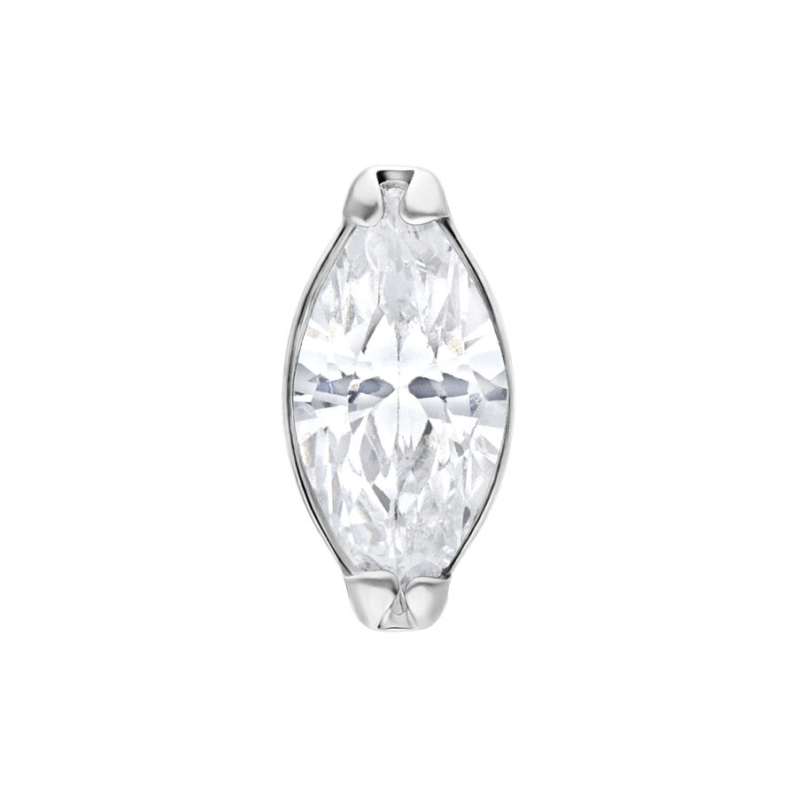 Cristallo ovale Push Fit in argento su sfondo bianco