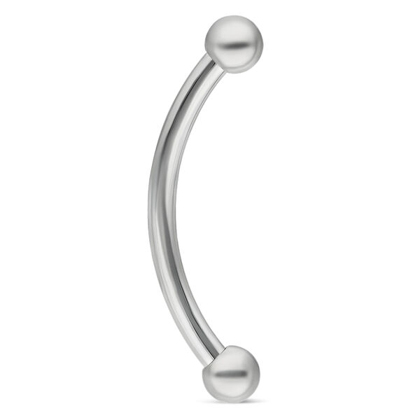 Piercing banana bell in titanio argento su sfondo bianco