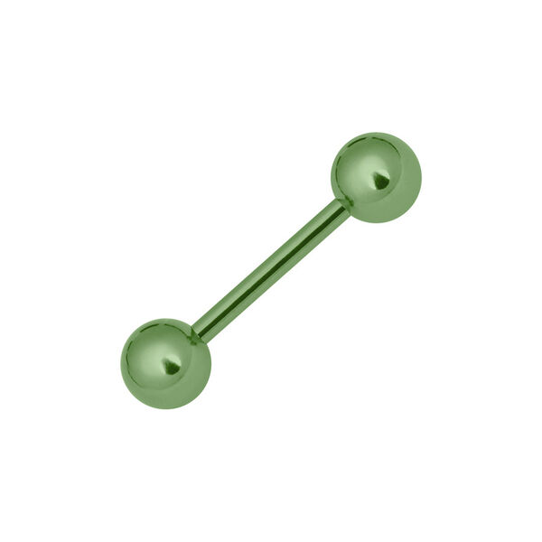 Hellgrünes Titan Barbell Piercing mit 1,2 mm Stärke und 12 mm Länge auf weißem Hintergrund