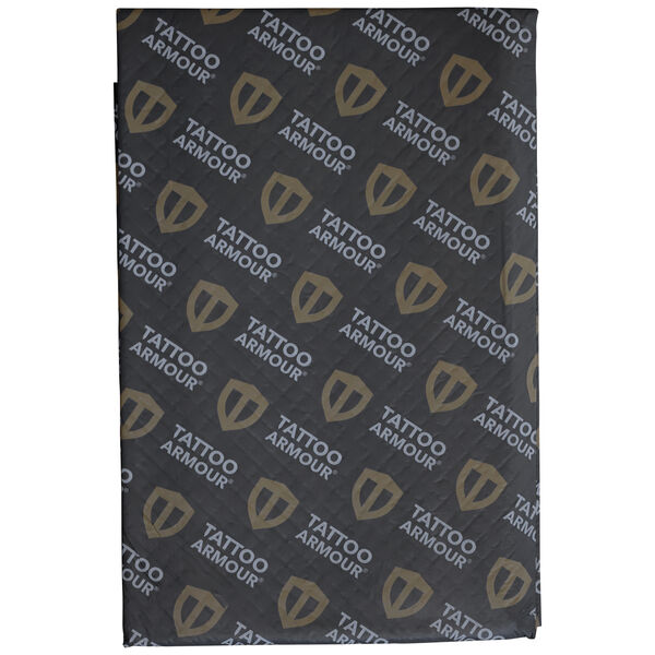 Foglio Tattoo Armour nero con loghi dorati, taglia XL