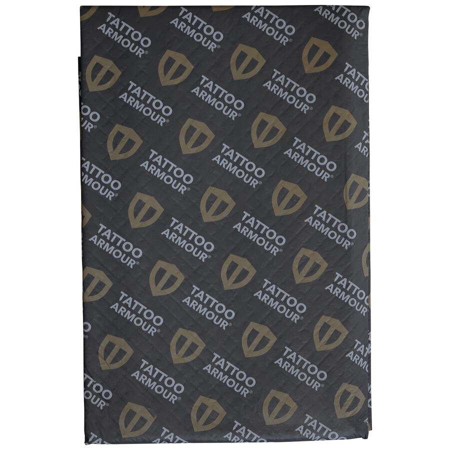 Foglio Tattoo Armour nero con loghi dorati, taglia XL