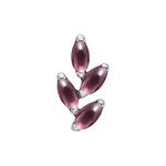 Inserto Push Fit in argento con quattro ametiste ovali viola su sfondo bianco