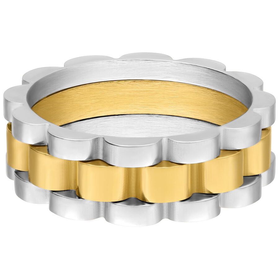 Ring aus Chirurgenstahl mit silbernen und goldenen Elementen, 19,0 mm