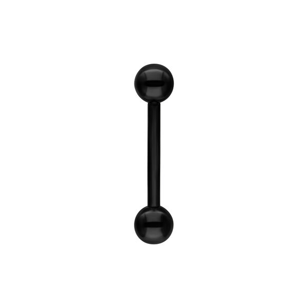 Musta titaaninen barbell kahdella pallolla valkoisella taustalla