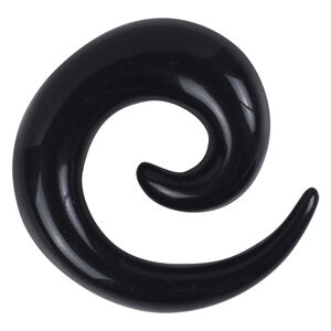 Schwarze Acryl Dehnspirale von Wildcat Schwarze spiralförmige Dehnspirale aus Acryl auf weißem Hintergrund