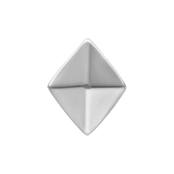 Hopeinen pyramidinmuotoinen kärki kirurginteräksestä valkoisella taustalla