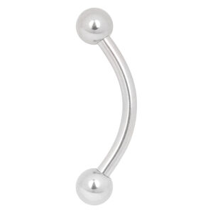 Basic Micro Bananabell aus Titan in Weißgold Gebogenes Piercing aus weißgoldenem Titan mit zwei Kugeln