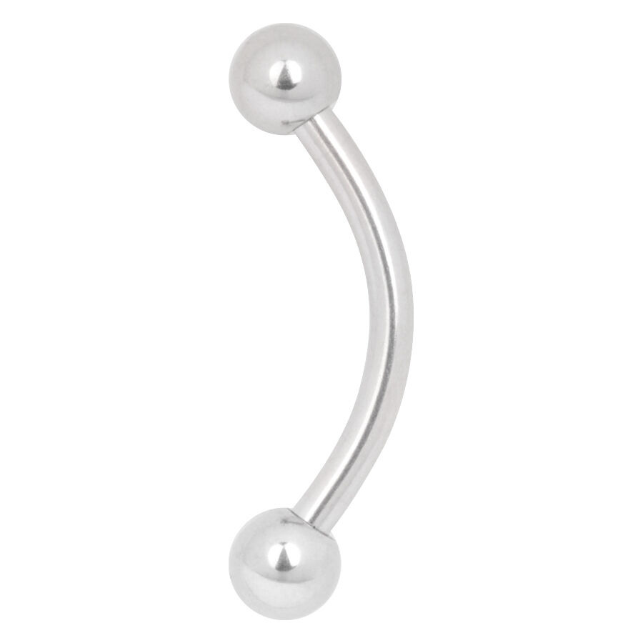Piercing curvo in titanio bianco con due sfere