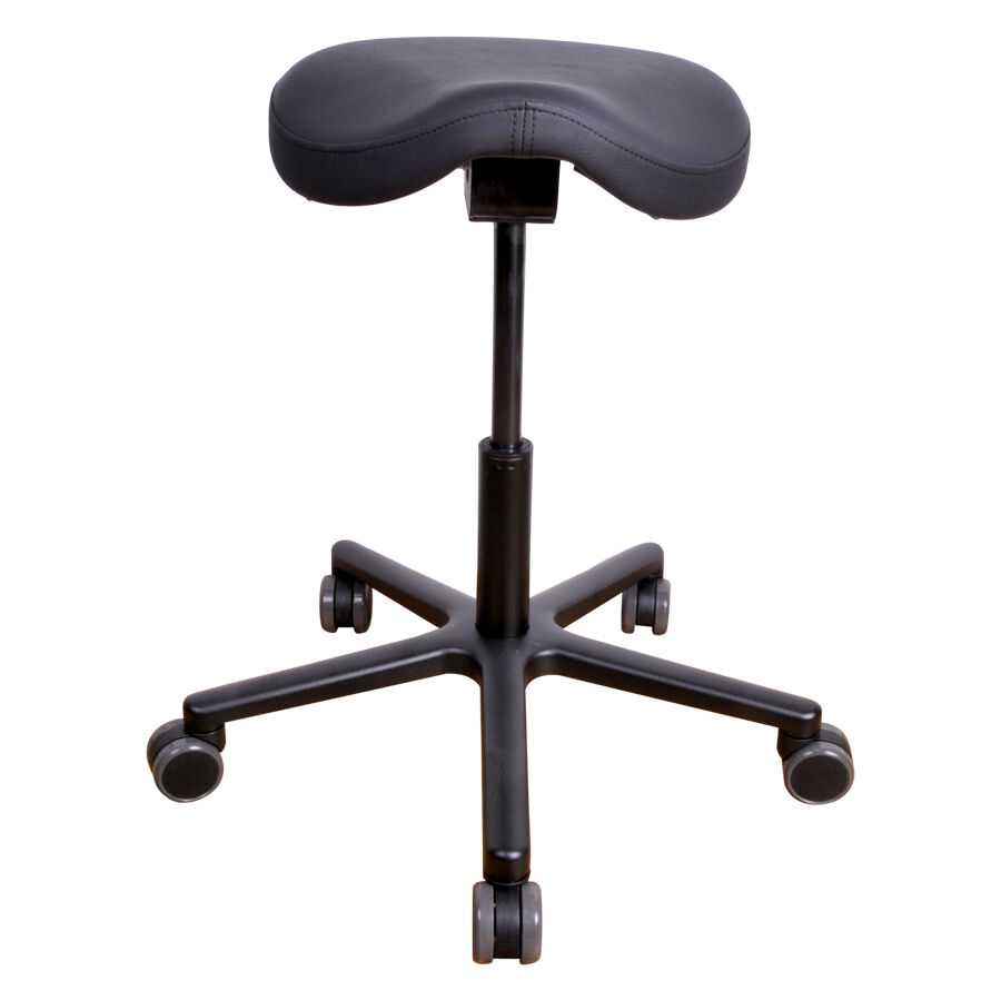 Silla de trabajo T4 Gentleman negra con tapizado de cuero sintético y base de aluminio