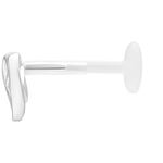 Piercing Labret de plata con Push Fit sobre fondo blanco