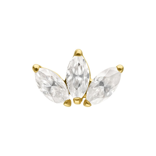 Accesorio Lotus dorado con tres piedras Moissanite claras