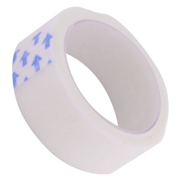 Rotolo di nastro bianco con frecce blu su sfondo bianco