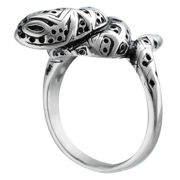 Unisex Schlangenring aus silbernem Chirurgenstahl mit detailliertem Design auf weißem Hintergrund